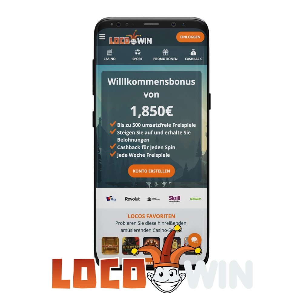 Für Wetten und Spiele wählen Sie die Locowin-App.