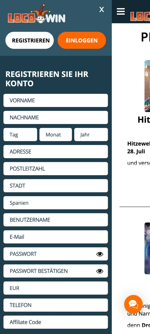 Wir werden Sie über die Registrierung in der Locowin-App informieren.