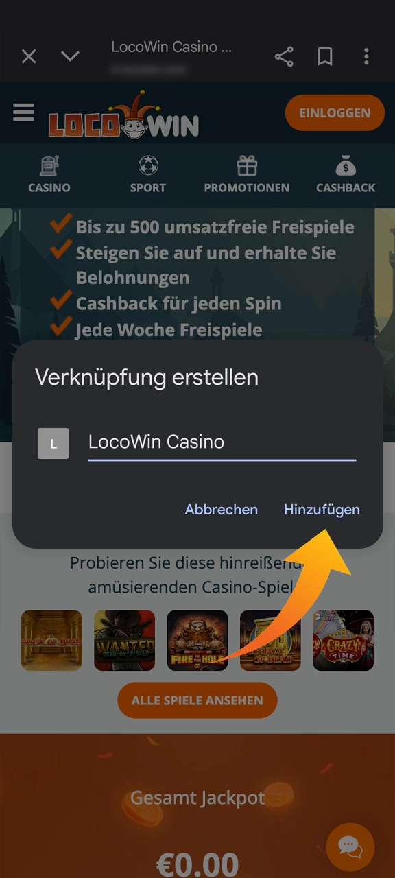 Bestätige und starte den Spaß mit Locowin.