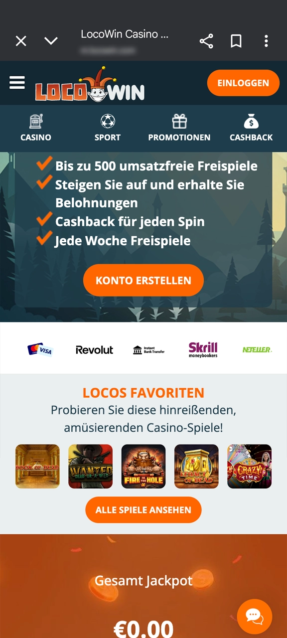 Öffnen Sie Ihr Browsermenü, um die Locowin-App hinzuzufügen.