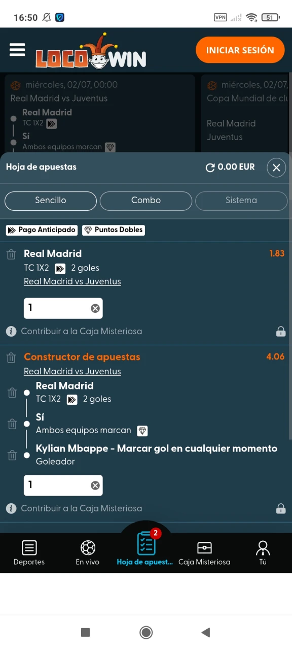 Completa tu apuesta en Locowin.