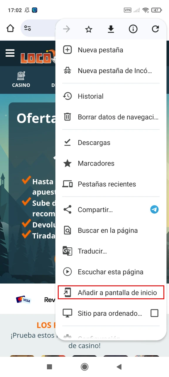Haga clic en el botón Agregar en la pantalla principal de la aplicación Locowin para comenzar a jugar Aviator.