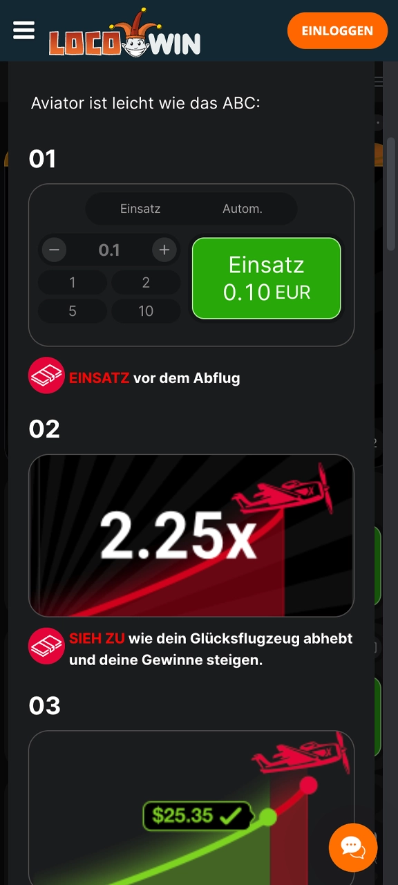 Wir sagen dir, wie die Regeln von Aviator auf Locowin lauten.