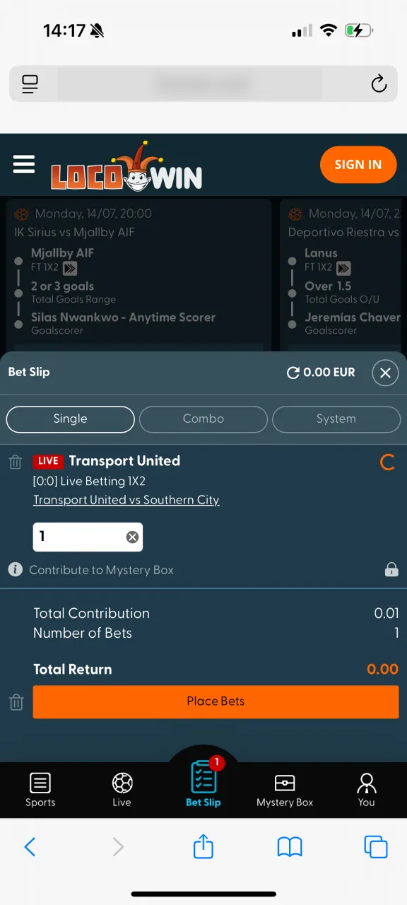 Complete your bet at Locowin.