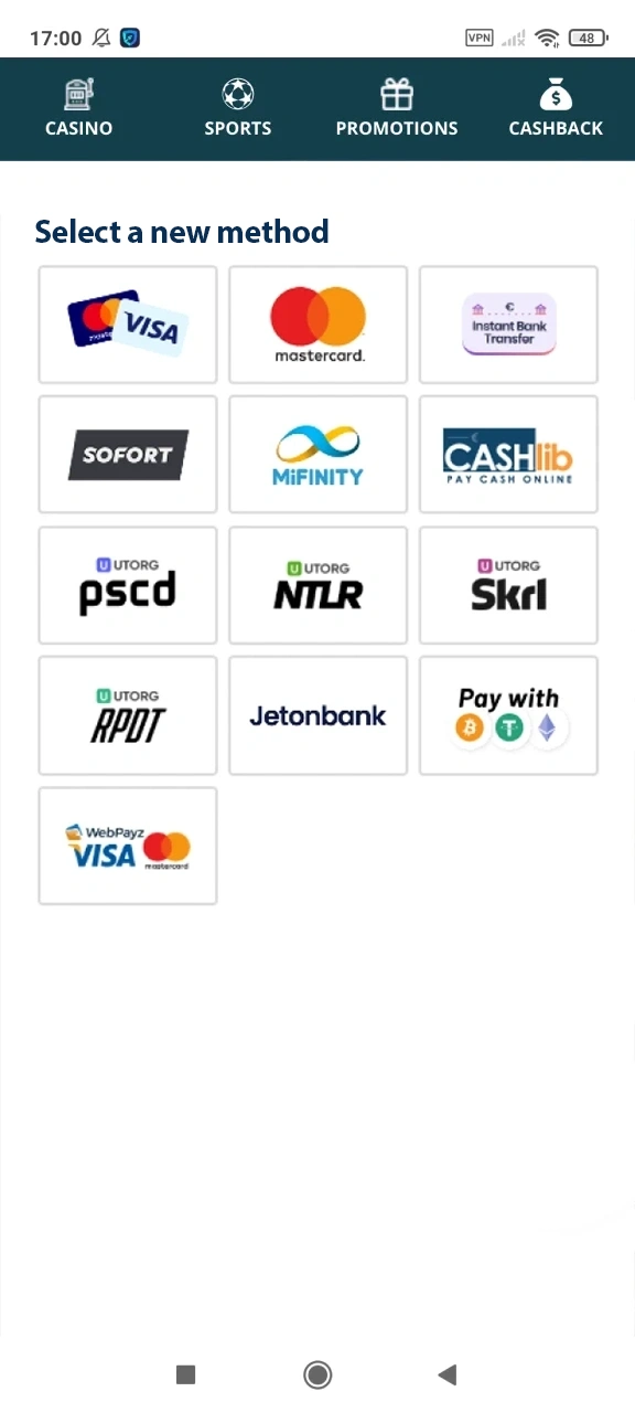 Make a deposit into your personal Locowin account.