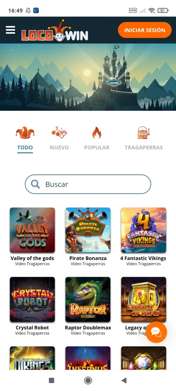 Vaya a la sección de casino para jugar juegos en Locowin.