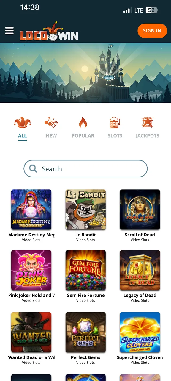 Go to the casino section to play games at Locowin.