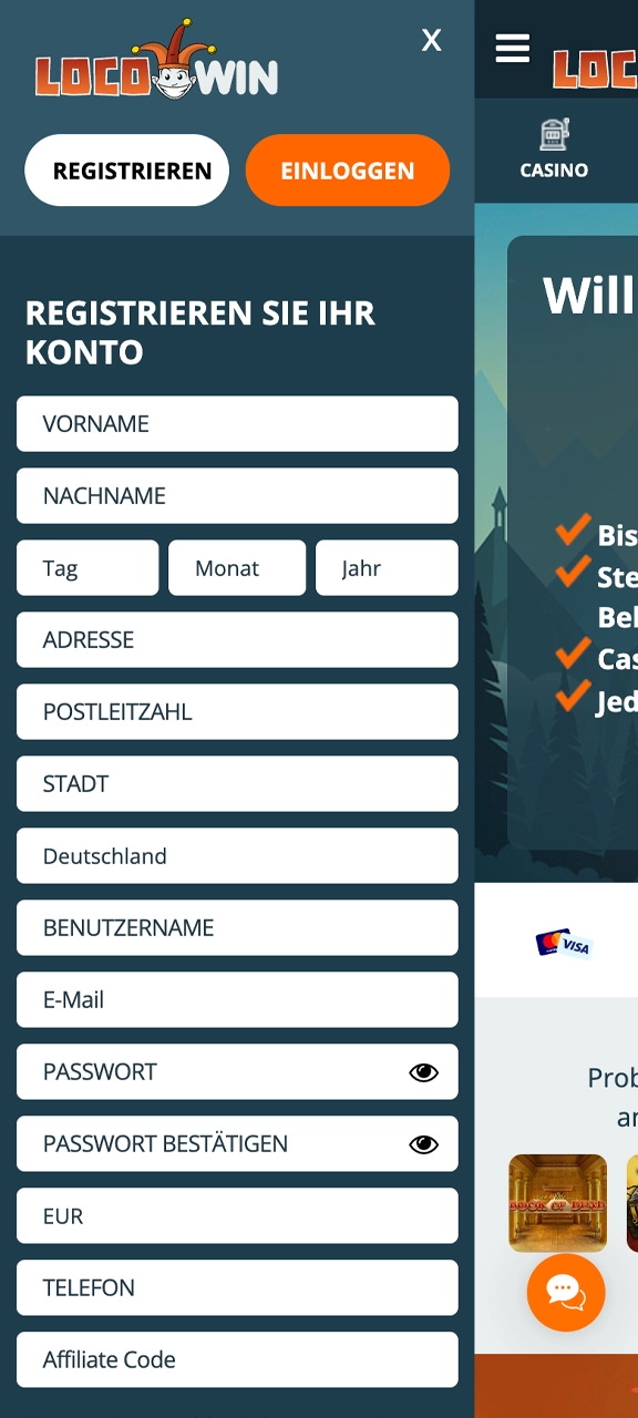 Melden Sie sich an, um bei Locowin Casino zu spielen.