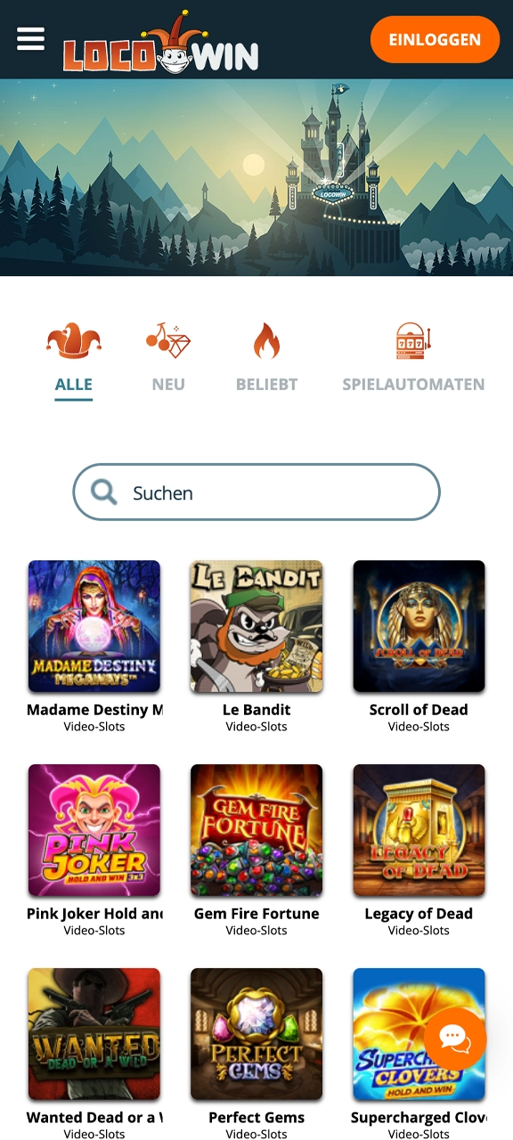 Gehen Sie zum Casino-Bereich, um Spiele bei Locowin zu spielen.