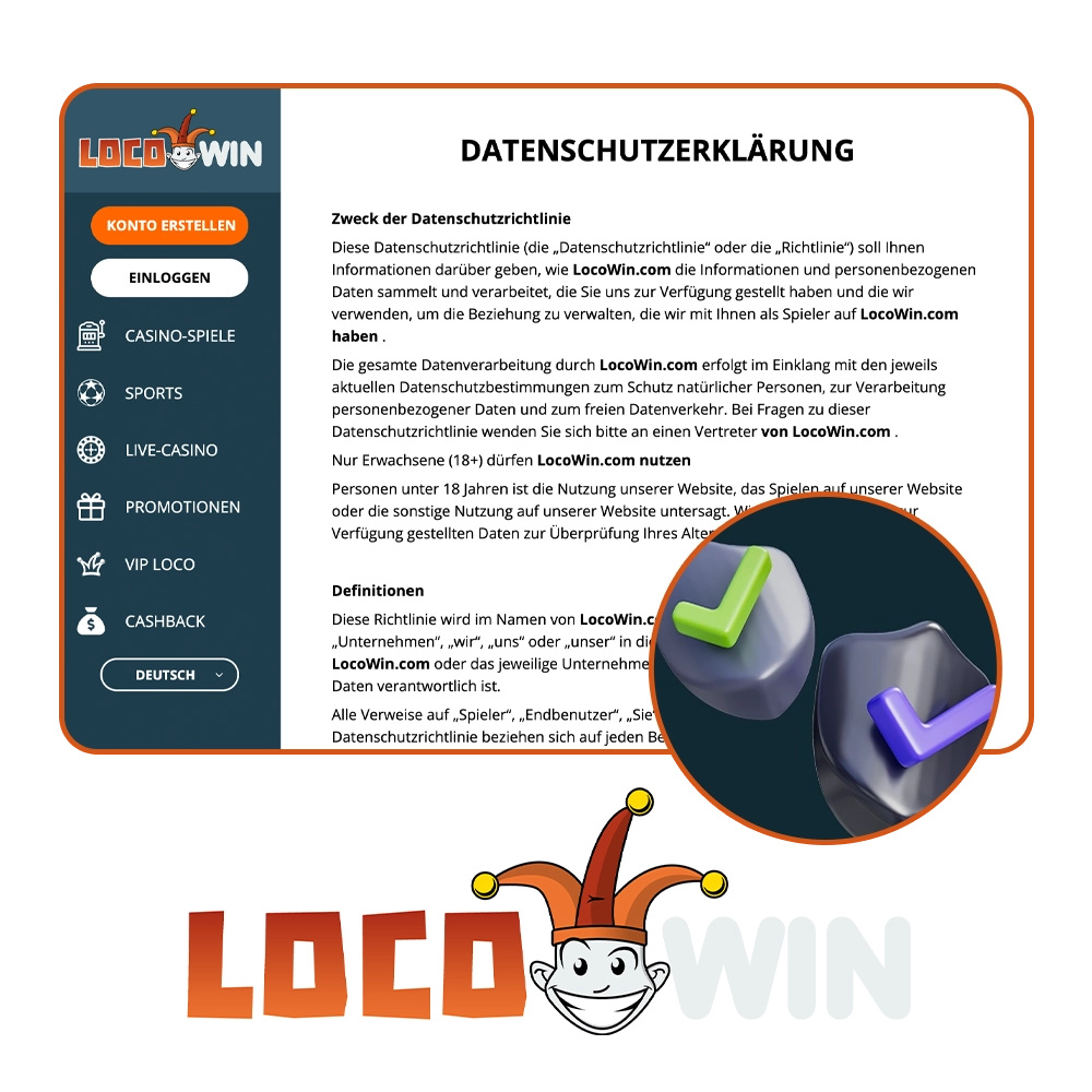 Bitte beachten Sie die Datenschutzbestimmungen der Locowin-Website.