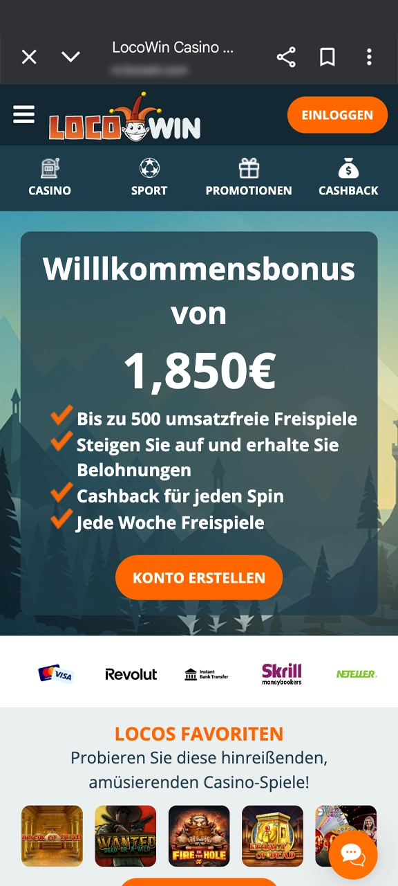 Öffnen Sie Ihr Browsermenü, um Locowin zu installieren.