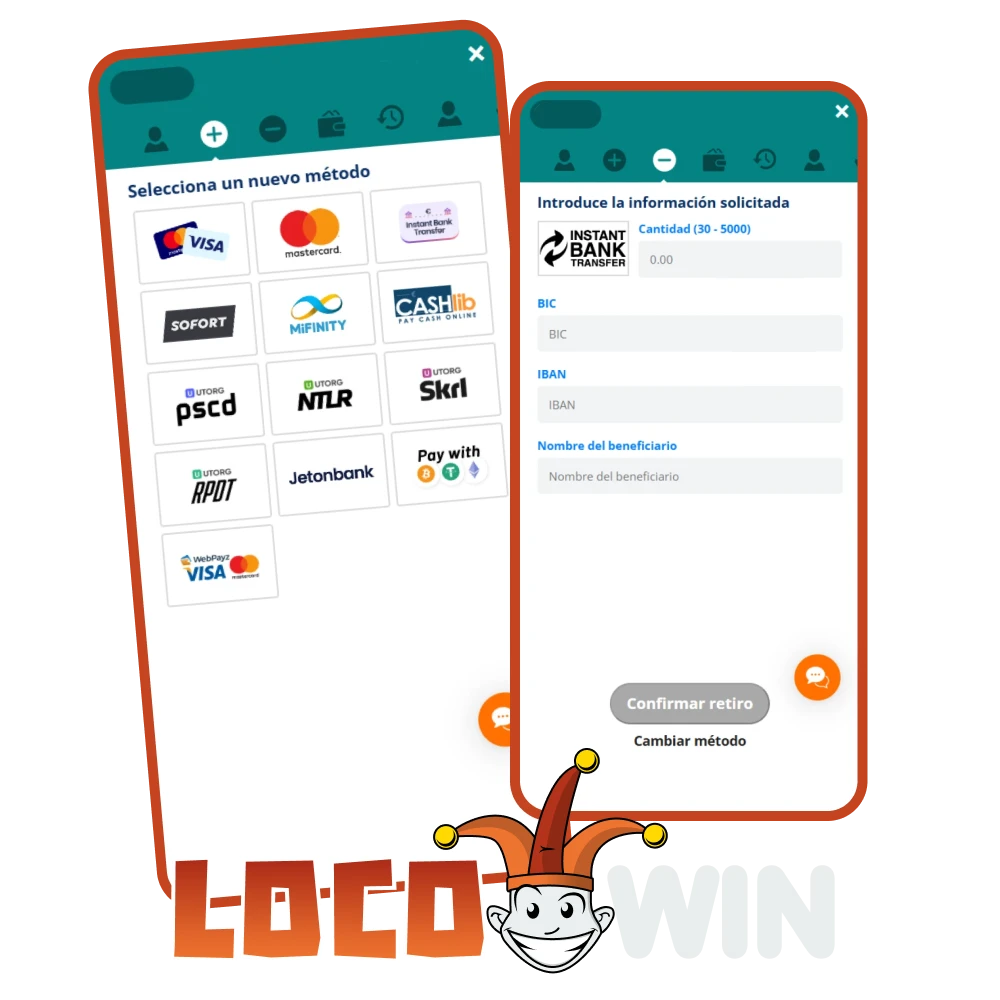 Te informaremos sobre los métodos de pago en Locowin.