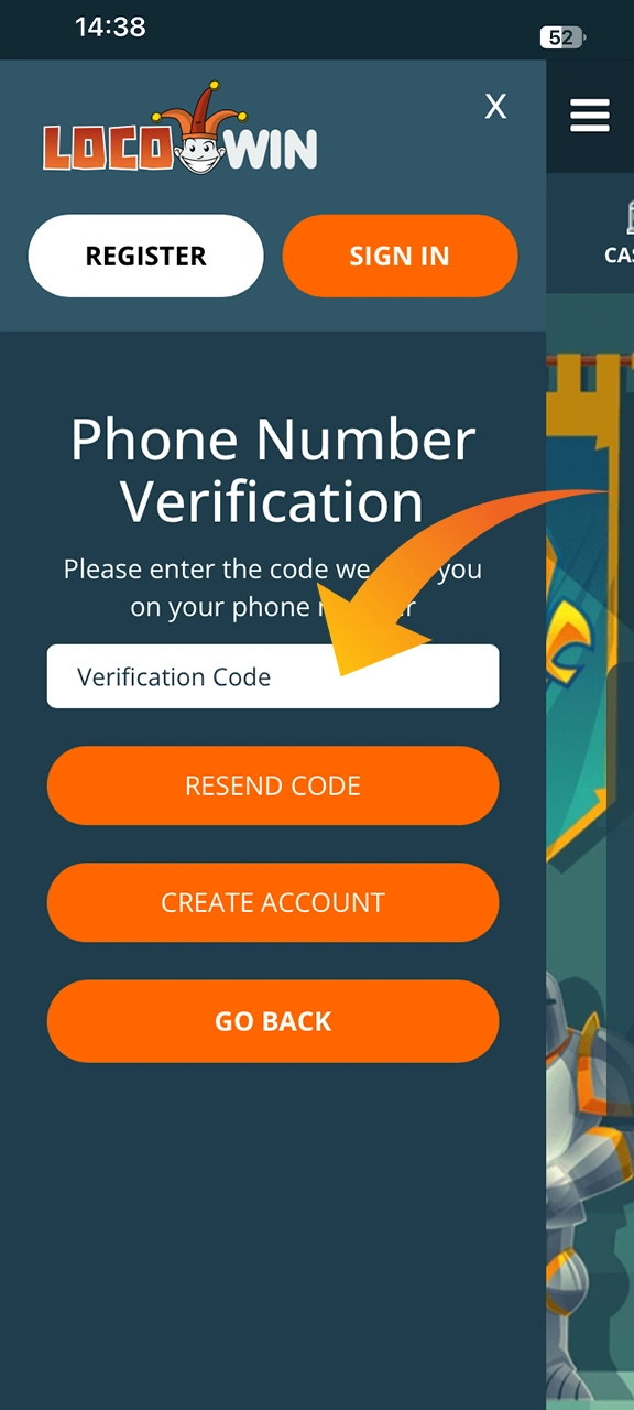 Please confirm your phone number on the Locowin website.