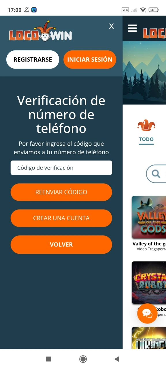 Confirme su número de teléfono para el sitio web de Locowin.