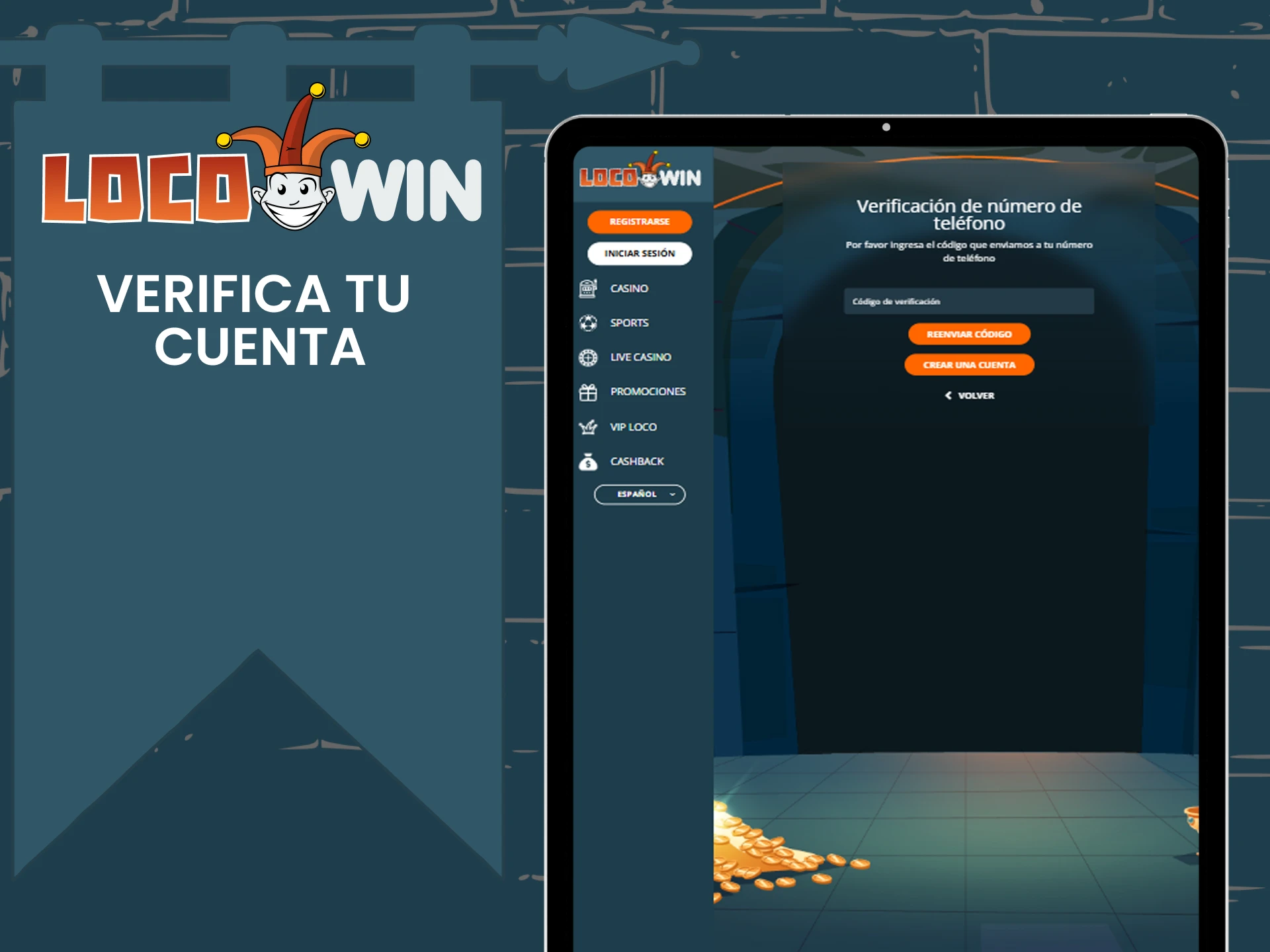 Confirm your account on the Locowin website.
