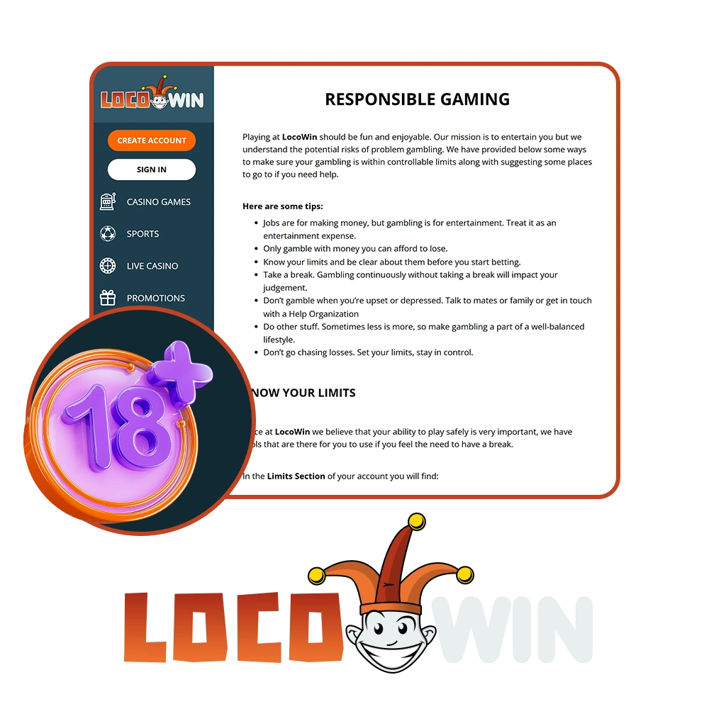 Please be responsible when playing and betting at Locowin.
