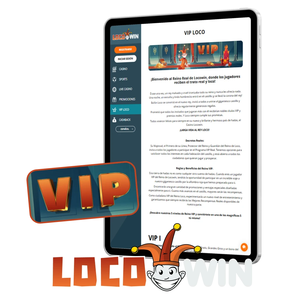 Conviértete en miembro VIP del sitio web de Locowin.