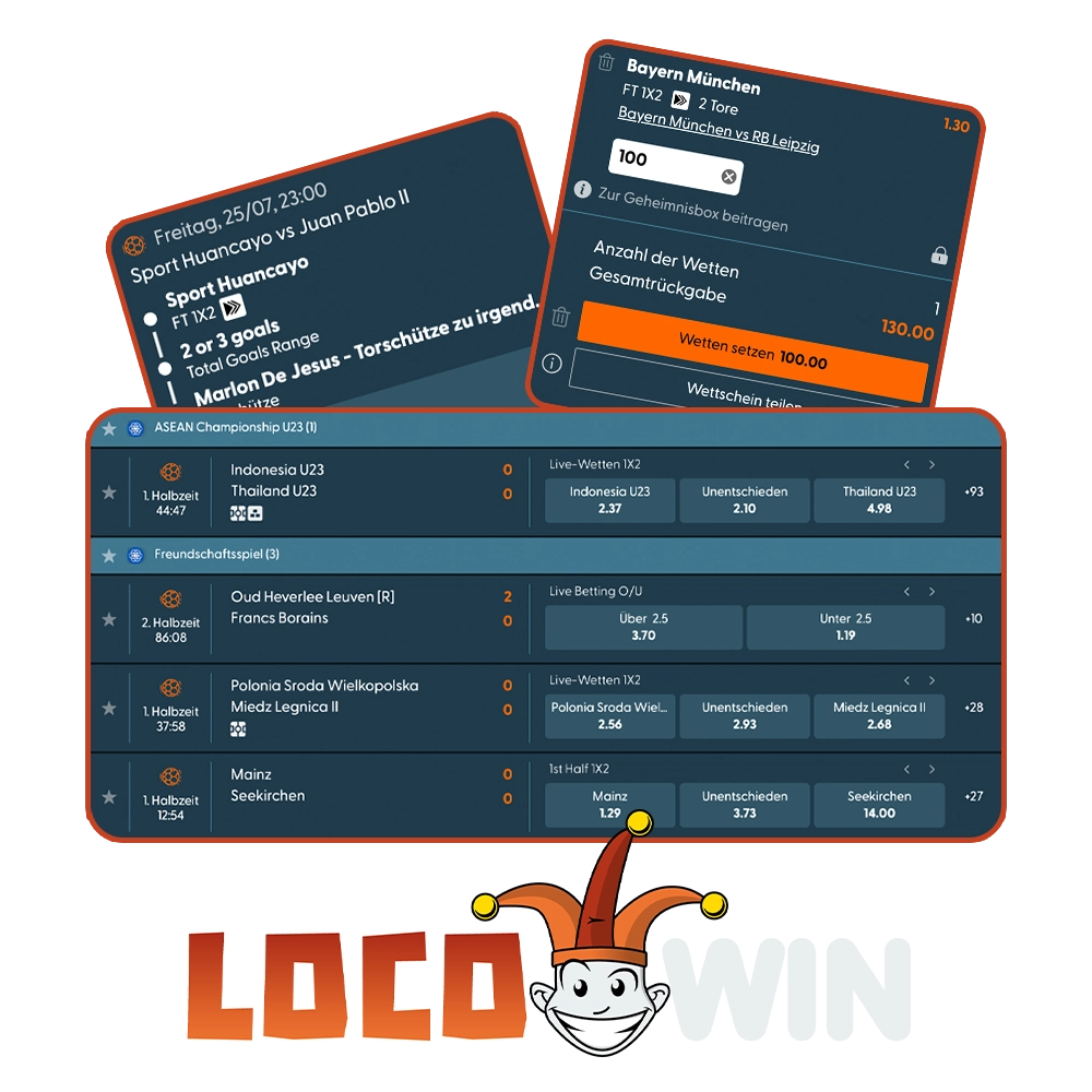 Für Sportwetten wählen Sie die Locowin-Website.
